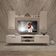 Decoraktiv Eko 7 Slm Dvd Silver Tv Ünitesi Tv Sehpası Parlak Beyaz