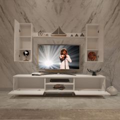 Decoraktiv Eko 7 Slm Dvd Silver Tv Ünitesi Tv Sehpası Parlak Beyaz