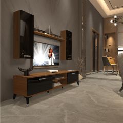 Decoraktiv Eko 7 Slm Dvd Silver Tv Ünitesi Tv Sehpası Ceviz - Siyah