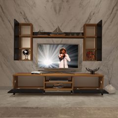 Decoraktiv Eko 7 Slm Dvd Silver Tv Ünitesi Tv Sehpası Ceviz - Siyah