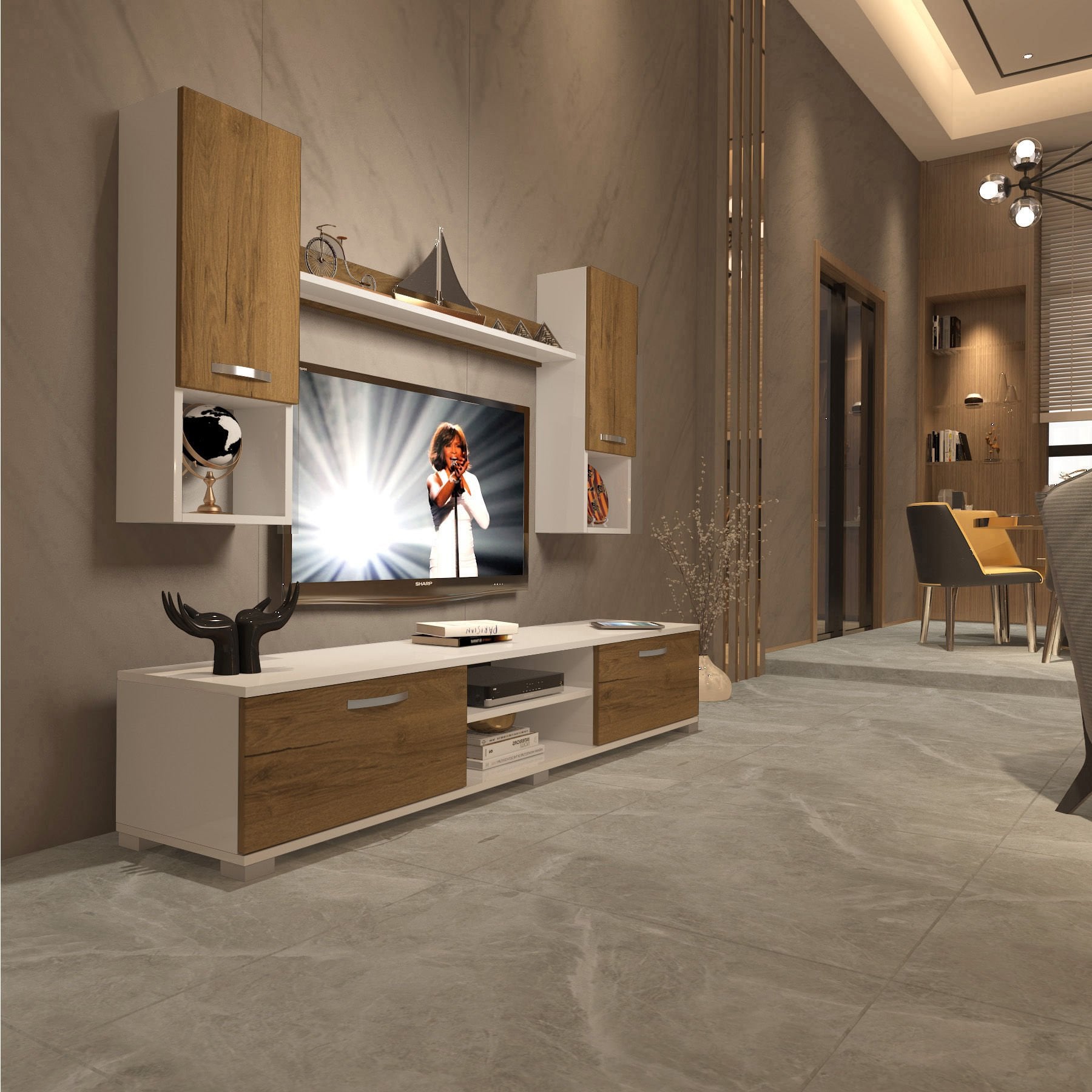Decoraktiv Eko 5DA Mdf Dvd Tv Ünitesi Tv Sehpası Beyaz - Pera