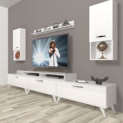 Decoraktiv Ekoflex 270da Mdf Retro Tv Ünitesi Tv Sehpası Parlak Beyaz