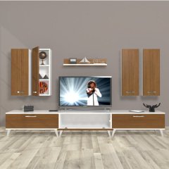 Decoraktiv Eko 8D Slm Retro Tv Ünitesi Tv Sehpası Beyaz - Ceviz
