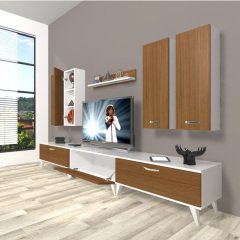 Decoraktiv Eko 8D Slm Retro Tv Ünitesi Tv Sehpası Beyaz - Ceviz