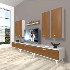 Decoraktiv Eko 8D Slm Retro Tv Ünitesi Tv Sehpası Beyaz - Ceviz