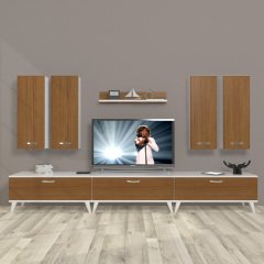 Decoraktiv Eko 8D Slm Retro Tv Ünitesi Tv Sehpası Beyaz - Ceviz