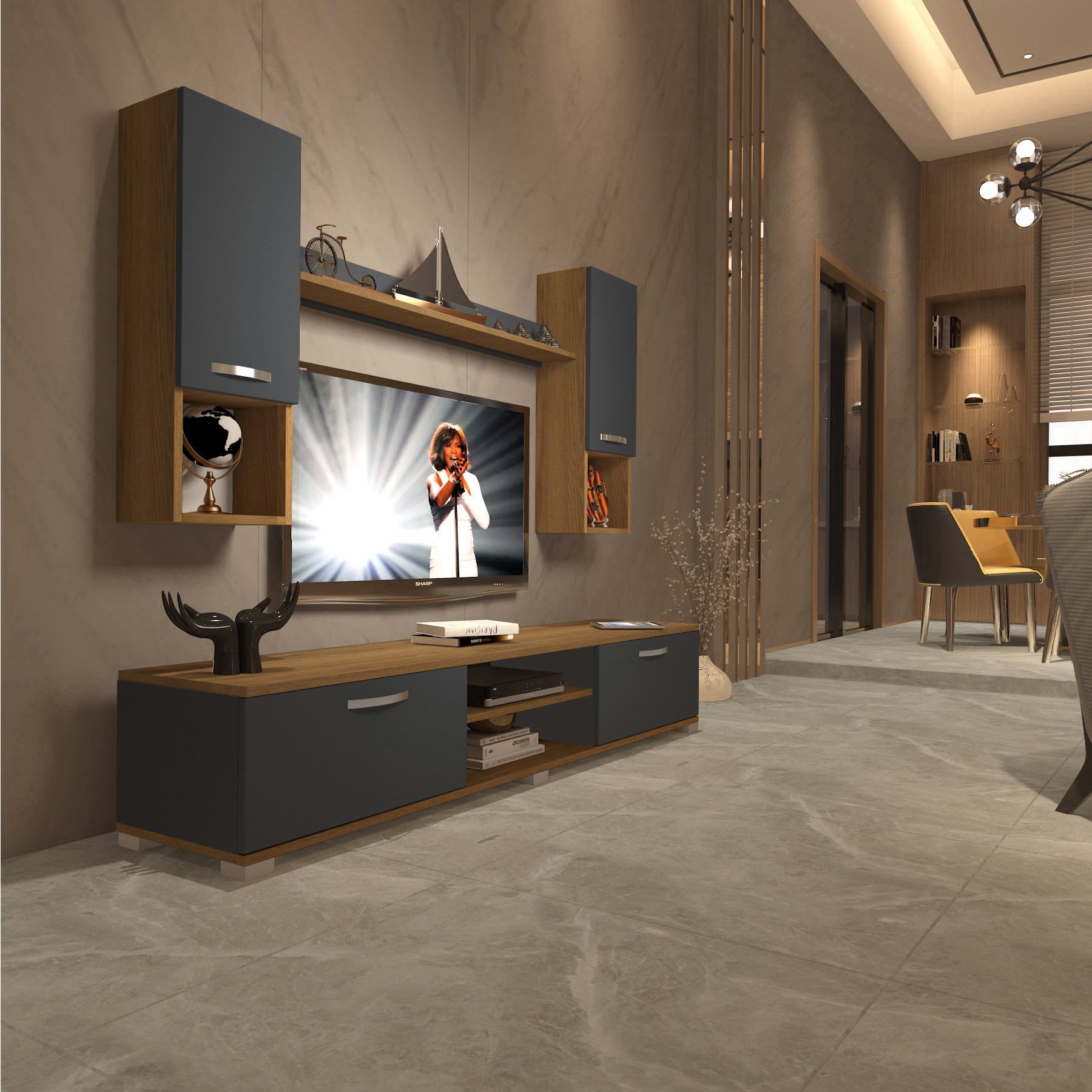 Decoraktiv Eko 5DA Mdf Dvd Tv Ünitesi Tv Sehpası Pera - Antrasit