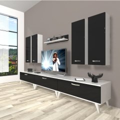 Decoraktiv Eko 8D Slm Retro Tv Ünitesi Tv Sehpası Beyaz - Siyah