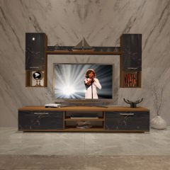 Decoraktiv Eko 5DA Mdf Dvd Tv Ünitesi Tv Sehpası Ceviz - Siyah Mermer