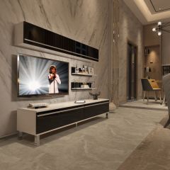 Decoraktiv Eko 5 Mdf Std Krom Ayaklı Tv Ünitesi Tv Sehpası Beyaz - Siyah