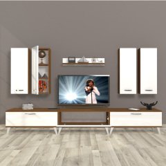 Decoraktiv Eko 8D Slm Retro Tv Ünitesi Tv Sehpası Ceviz - Beyaz
