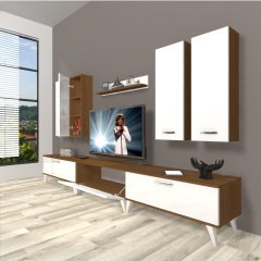 Decoraktiv Eko 8D Slm Retro Tv Ünitesi Tv Sehpası Ceviz - Beyaz