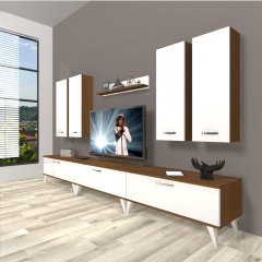 Decoraktiv Eko 8D Slm Retro Tv Ünitesi Tv Sehpası Ceviz - Beyaz