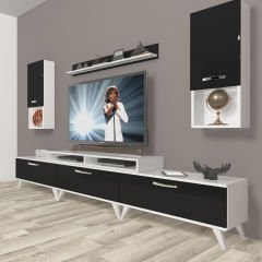 Decoraktiv Ekoflex 270da Mdf Retro Tv Ünitesi Tv Sehpası Beyaz - Siyah