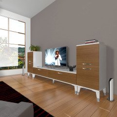 Decoraktiv Eko On2 Slm Std Silver Tv Ünitesi Tv Sehpası Beyaz - Ceviz