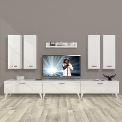 Decoraktiv Eko 8D Slm Retro Tv Ünitesi Tv Sehpası Parlak Beyaz