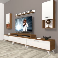 Decoraktiv Ekoflex 270da Mdf Retro Tv Ünitesi Tv Sehpası Ceviz - Beyaz