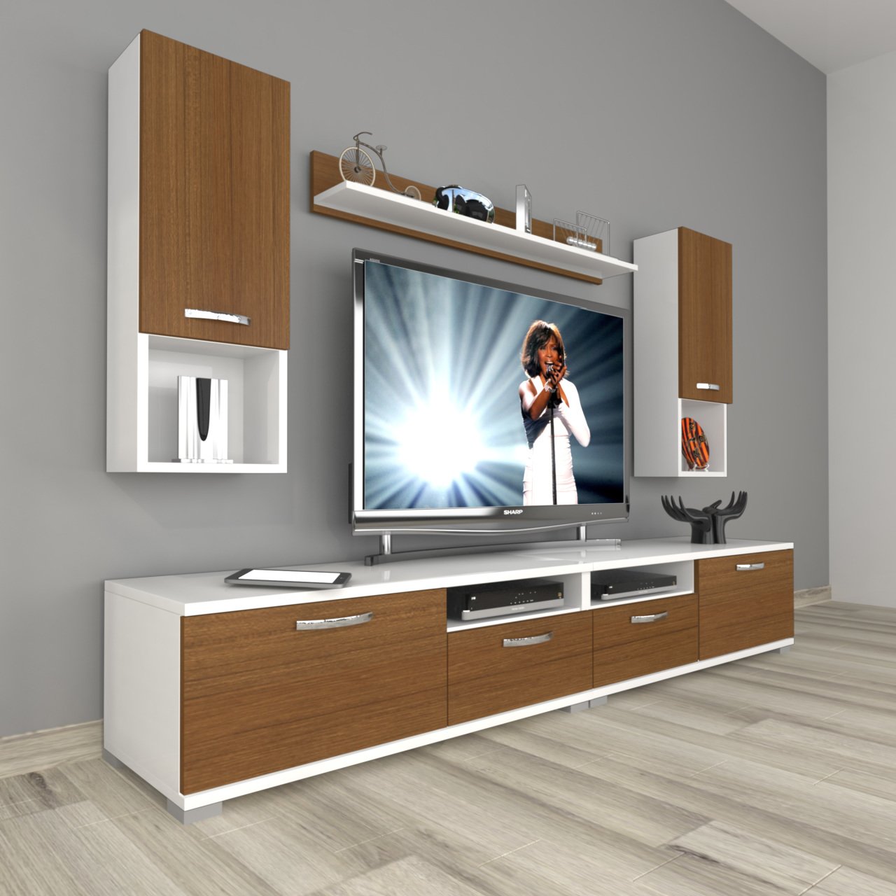 Decoraktiv Eko 5220DA Slm Tv Ünitesi Tv Sehpası Beyaz - Ceviz