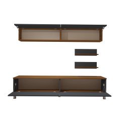 Decoraktiv Eko 5 Mdf Std Krom Ayaklı Tv Ünitesi Tv Sehpası Ceviz - Antrasit