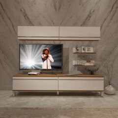 Decoraktiv Eko 5 Mdf Std Krom Ayaklı Tv Ünitesi Tv Sehpası Ceviz - Beyaz