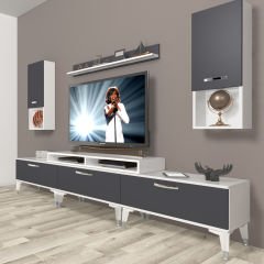 Decoraktiv Ekoflex 270da Mdf Silver Tv Ünitesi Tv Sehpası Beyaz - Antrasit