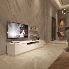 Decoraktiv Trio 4S Mdf Tv Ünitesi Tv Sehpası Parlak Beyaz