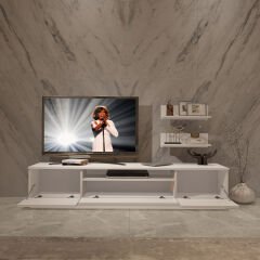 Decoraktiv Trio 4S Mdf Tv Ünitesi Tv Sehpası Parlak Beyaz