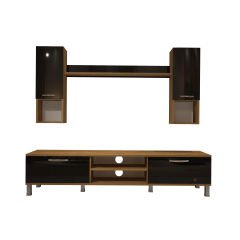 Decoraktiv Eko 5DA Mdf Dvd Krom Ayaklı Tv Ünitesi Tv Sehpası Pera - Siyah