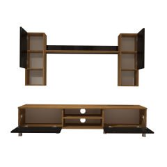 Decoraktiv Eko 5DA Mdf Dvd Krom Ayaklı Tv Ünitesi Tv Sehpası Pera - Siyah