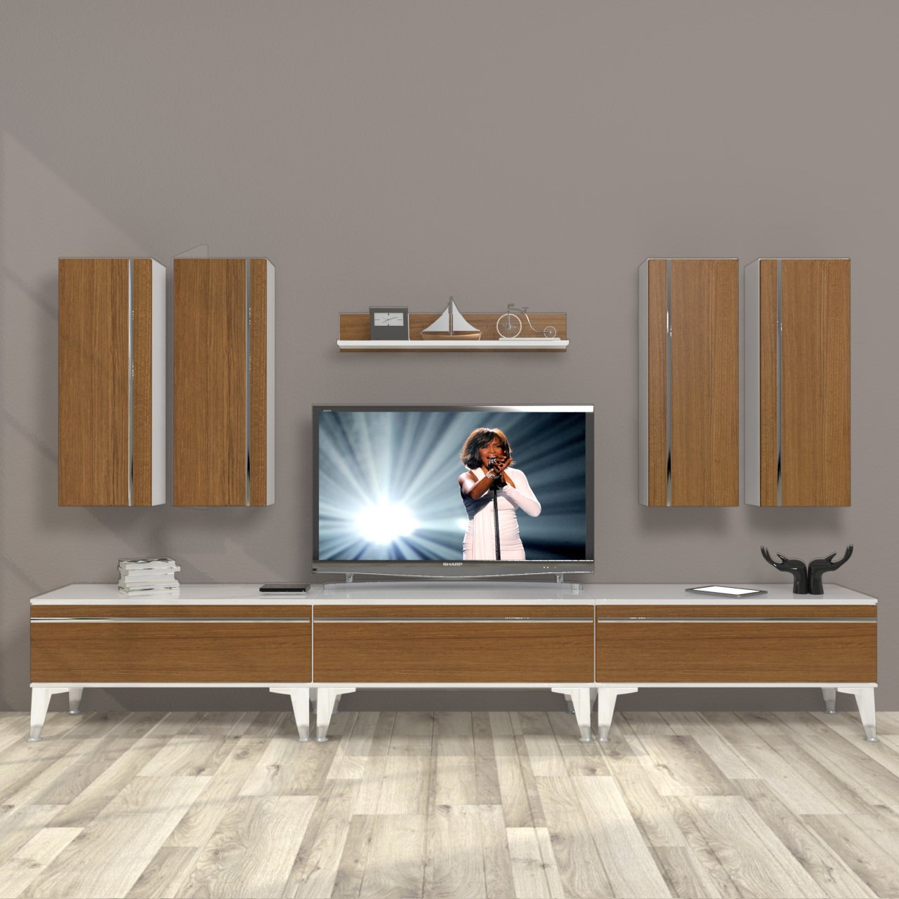 Decoraktiv Eko 8D Mdf Silver Tv Ünitesi Tv Sehpası Beyaz - Ceviz