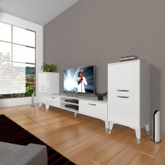 Decoraktiv Eko On2 Slm Dvd Silver Tv Ünitesi Tv Sehpası Parlak Beyaz