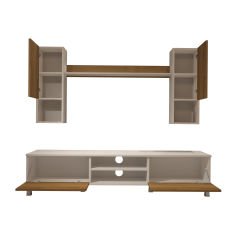 Decoraktiv Eko 5DA Mdf Dvd Krom Ayaklı Tv Ünitesi Tv Sehpası Beyaz - Pera