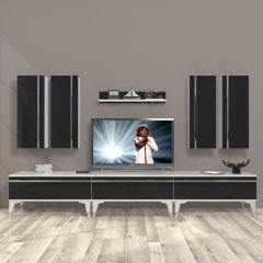 Decoraktiv Eko 8D Mdf Silver Tv Ünitesi Tv Sehpası Beyaz - Siyah