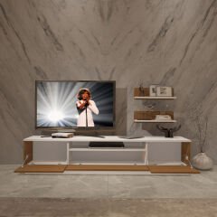 Decoraktiv Trio 4S Mdf Tv Ünitesi Tv Sehpası Beyaz - Ceviz