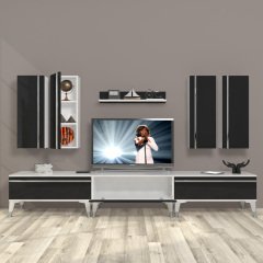 Decoraktiv Eko 8D Mdf Silver Tv Ünitesi Tv Sehpası Beyaz - Siyah