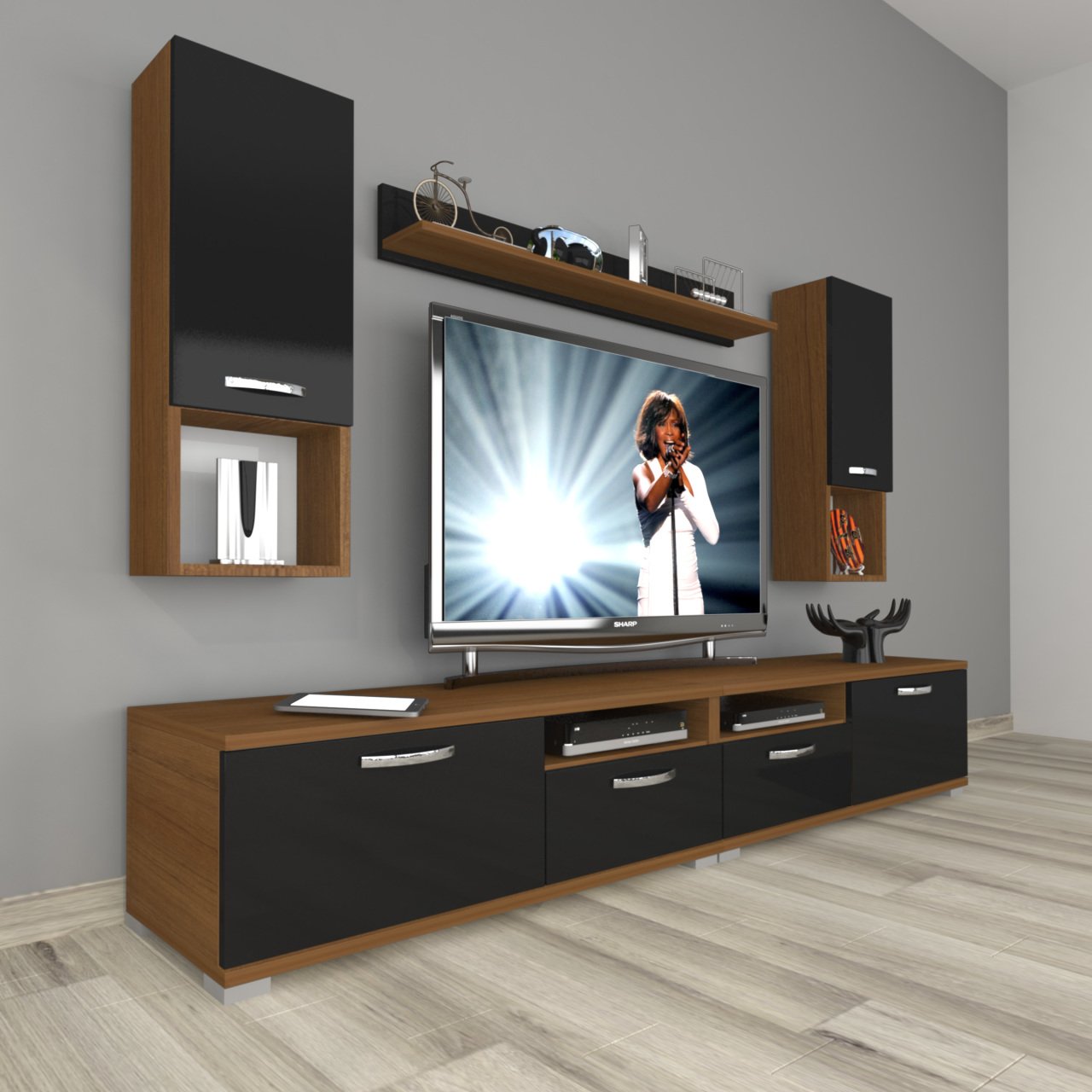 Decoraktiv Eko 5220DA Slm Tv Ünitesi Tv Sehpası Ceviz - Siyah