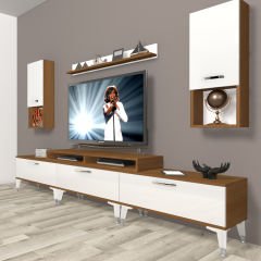 Decoraktiv Ekoflex 270da Mdf Silver Tv Ünitesi Tv Sehpası Ceviz - Beyaz