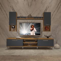 Decoraktiv Eko 5DA Mdf Dvd Krom Ayaklı Tv Ünitesi Tv Sehpası Pera - Antrasit