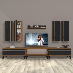 Decoraktiv Eko 8D Mdf Silver Tv Ünitesi Tv Sehpası Ceviz - Siyah