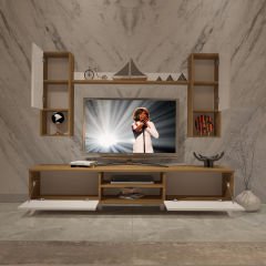 Decoraktiv Eko 5DA Mdf Dvd Retro Tv Ünitesi Tv Sehpası Pera - Beyaz
