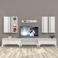 Decoraktiv Eko 8D Mdf Silver Tv Ünitesi Tv Sehpası Parlak Beyaz
