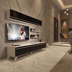 Decoraktiv Eko 5 Mdf Std Retro Tv Ünitesi Tv Sehpası Beyaz - Siyah