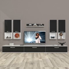 Decoraktiv Eko 8DA Mdf Tv Ünitesi Tv Sehpası Beyaz - Siyah