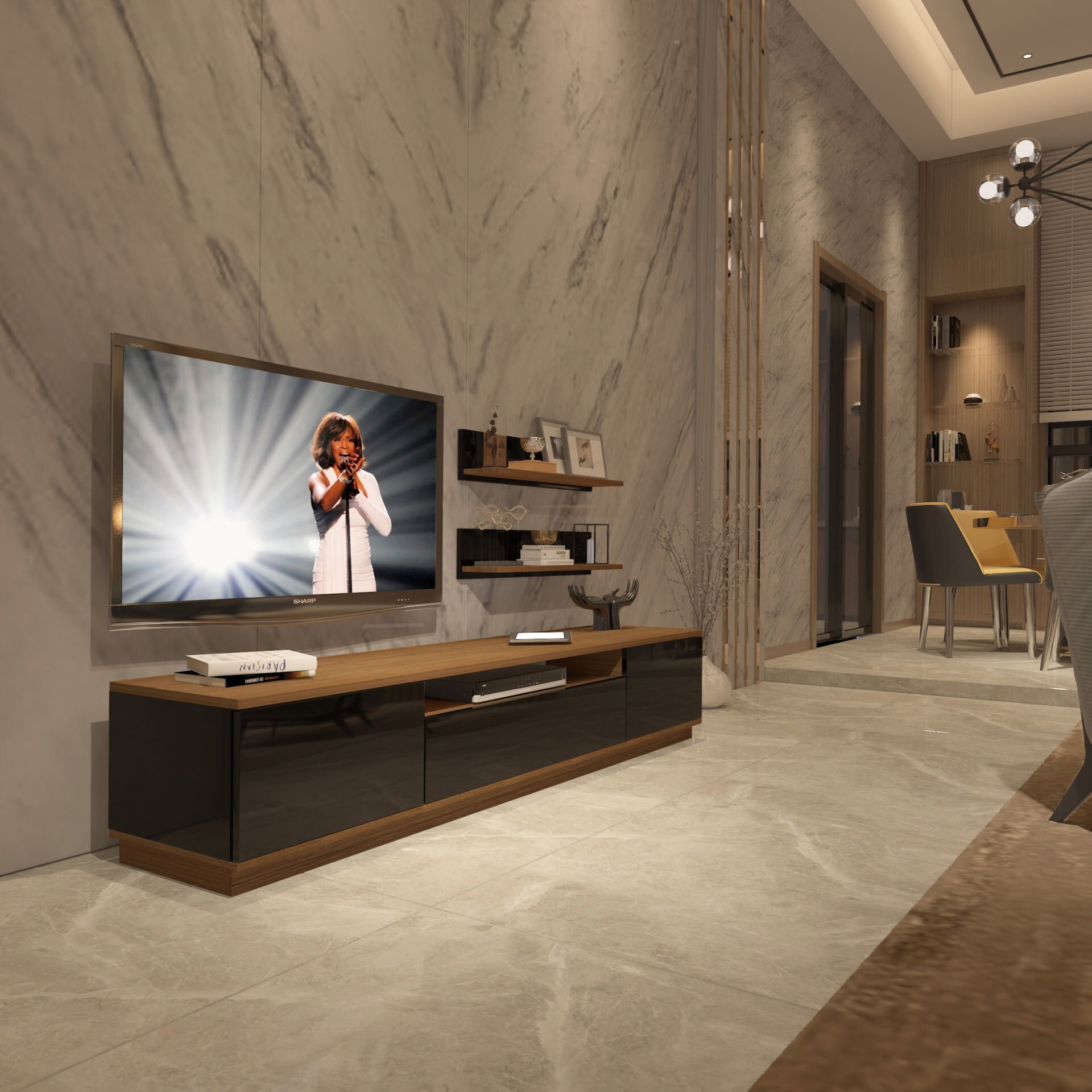 Decoraktiv Trio 4S Mdf Tv Ünitesi Tv Sehpası Ceviz - Siyah