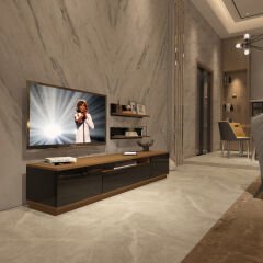 Decoraktiv Trio 4S Mdf Tv Ünitesi Tv Sehpası Ceviz - Siyah