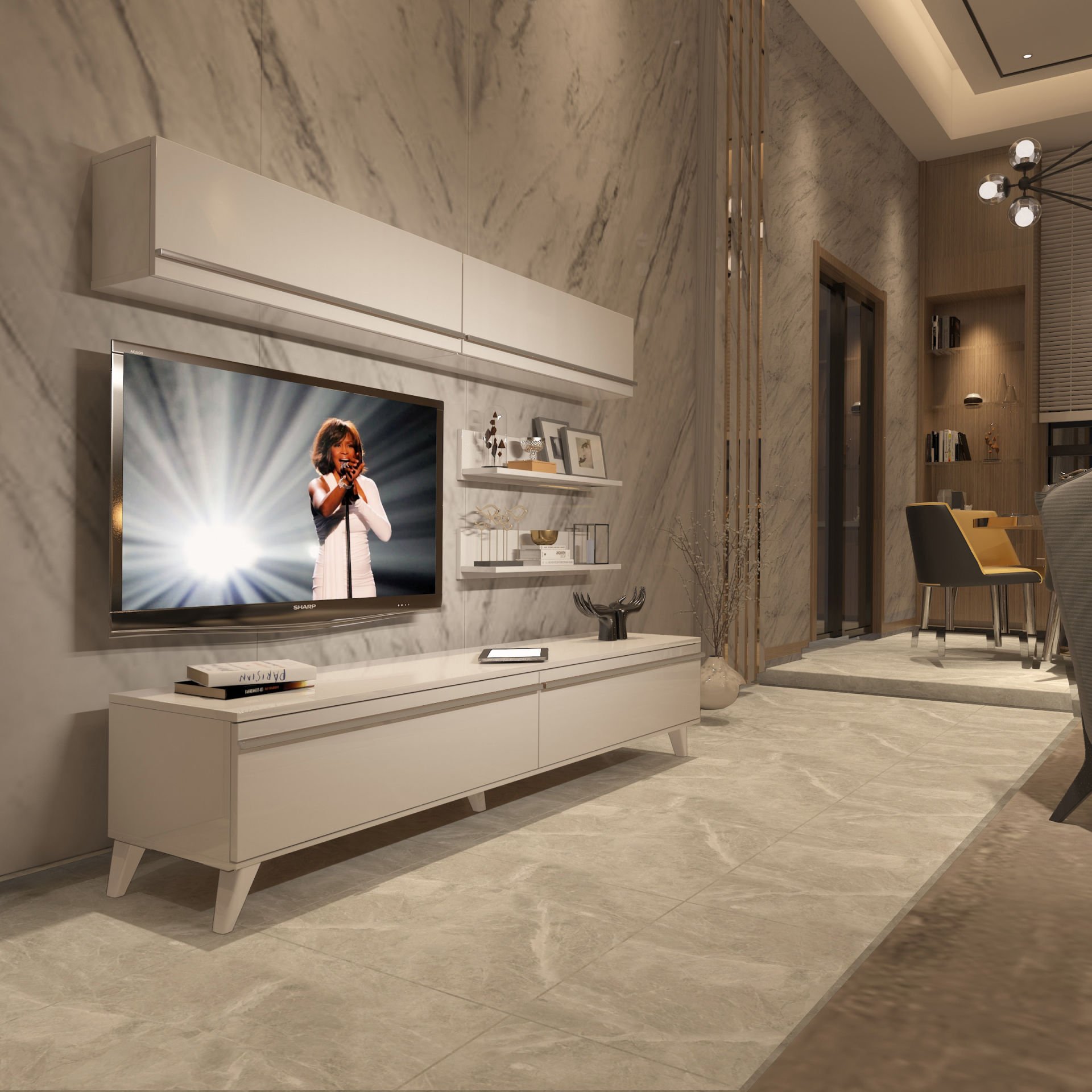 Decoraktiv Eko 5 Mdf Std Retro Tv Ünitesi Tv Sehpası Parlak Beyaz
