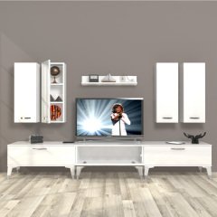 Decoraktiv Eko 8D Slm Silver Tv Ünitesi Tv Sehpası Parlak Beyaz