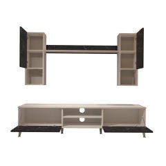 Decoraktiv Eko 5DA Mdf Dvd Silver Tv Ünitesi Tv Sehpası Beyaz - Siyah Mermer