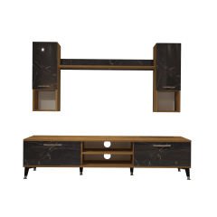 Decoraktiv Eko 5DA Mdf Dvd Silver Tv Ünitesi Tv Sehpası Pera - Siyah Mermer