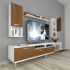 Decoraktiv Eko 5220DA Slm Krom Ayaklı Tv Ünitesi Tv Sehpası Beyaz - Ceviz